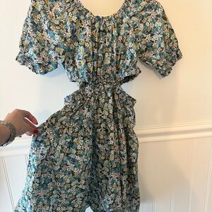 Zara Floral Kids Dress - Blue and Yellow